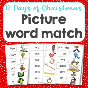 Preview of Twelve Days of Christmas Vocab Picture Word Match