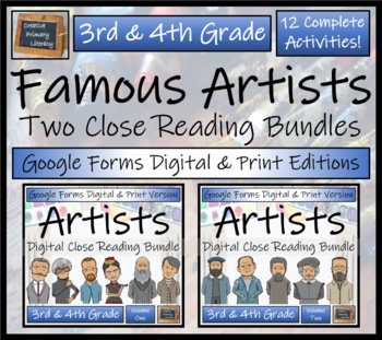 Preview of Famous Artists Close Reading Mega Bundle Digital & Print | 3rd Grade & 4th Grade