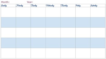 Preview of Twelve Month Calendar Template (Blank) 