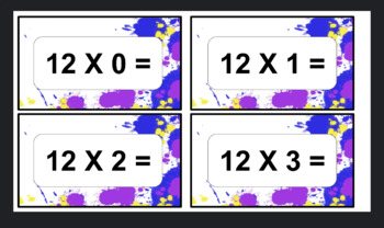 Preview of Twelve Multiplication Facts Flash Cards