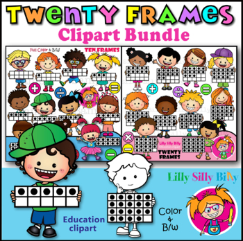 Preview of Twenty Frames Kids - Clipart BUNDLE {Lilly Silly Billy}