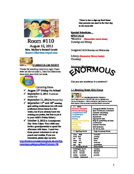Preview of 2.1.1 Twin Club Reading Street 2nd Grade Newsletter Unit 1 Week 1
