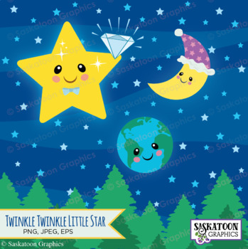 Preview of Twinkle Twinkle Little Star Art - Story Book Nursery Rhymes- Saskatoon Graphics