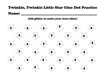 Preview of Twinkle, Twinkle Little Star Glue Dot Practice