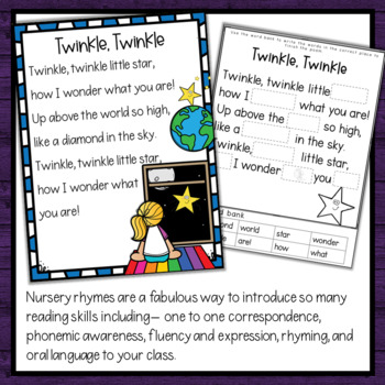 Twinkle Twinkle Little Star Nursery Rhyme Poem and Activities