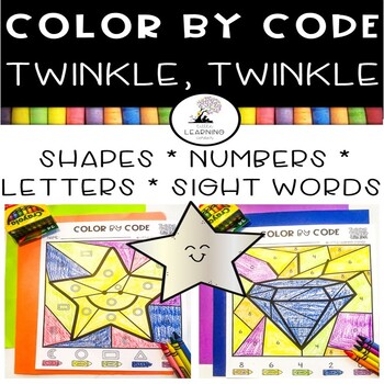 Preview of Twinkle Twinkle Little Star | Nursery Rhymes Color By Code