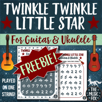 Preview of Twinkle Twinkle Little Star - Poster or Handout for Guitar & Ukulele!