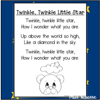 Twinkle, Twinkle Little Star Printable Poem - Music & Poetry Lyrics for ...