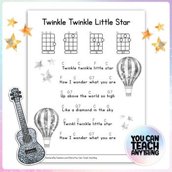 Twinkle Twinkle Little Star Ukulele TAB Song Sheet by Indie Education