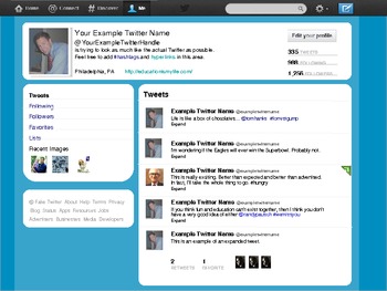 Preview of Twitter PowerPoint Template: Have your students create a Sample Twitter Account
