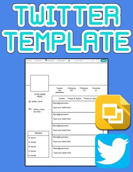 Preview of Twitter Template (Editable on Google Slides) Distance Learning