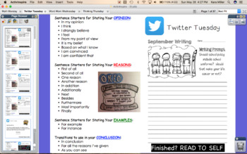 Preview of Twitter Tuesday Morning Work Flipchart for the Entire School Year