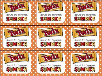 Twix End of Year Gift Tag-Twix around and enjoy your summer! | TpT