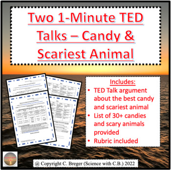 Preview of Two 1-Minute Talks - Candy & Scariest Animal (Halloween Activities)