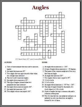 Angles Two Geometry Crossword Puzzles that Feature 20 Words Related