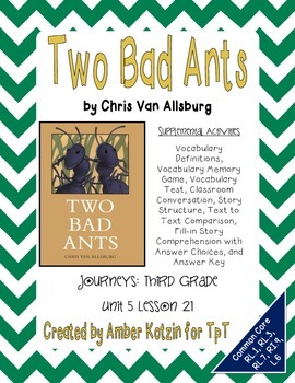 Preview of Two Bad Ants Activities 3rd Grade Journeys Unit 5, Lesson 21 (2011 version)