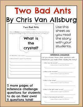 Preview of Two Bad Ants by Chris Van Allsburg- Inference Worksheet