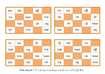 two bingo games phonics phase 2 words using sets 1 5 tpt