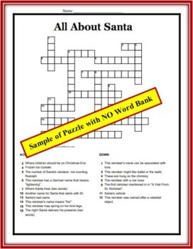 Two Christmas Holiday Crossword Puzzles About Santa and His Reindeer