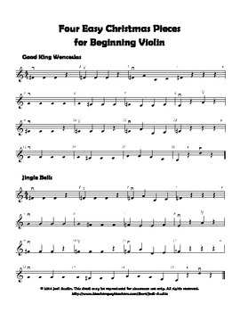 Four Easy Christmas Pieces for Beginning Violin (sheet music) by Jodi Austin