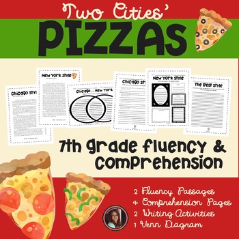 Preview of Two Cities Pizza Fluency and Comprehension Reading Intervention {Grade 7}