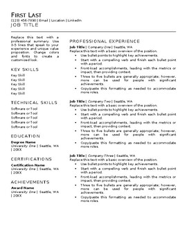 Preview of Two-Column Resume Template (editable and fillable resource )