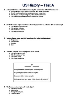 Preview of Two Complete 50 Question American History Tests