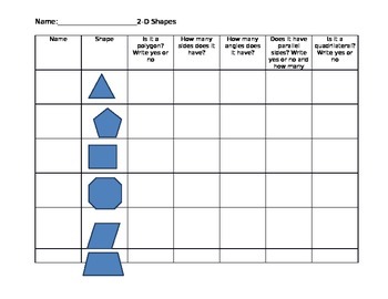 Preview of Two-D Shape Graphic Organizer