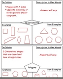 Two-D & Three-D Shapes Vocabulary Graphic Organizers