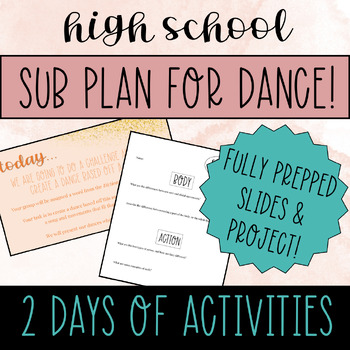 Preview of Two Day Sub Plan for High School Dance - Choreo Project!