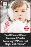 Two Different Winter Crossword Puzzles Featuring 25 Words 