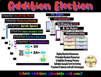 Preview of Two Digit Addition - Addition Election Project