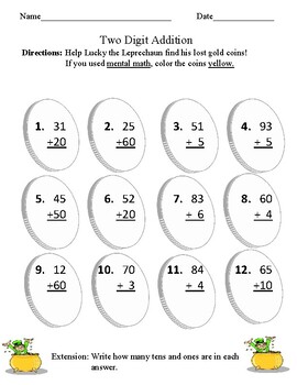 Preview of Two Digit Addition: Mental Math