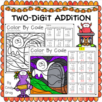 Two-Digit Addition Mystery Picture ~ Halloween Ghost by Primarily First