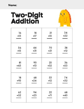 Preview of Two Digit Addition Practice, Numbers, Math Fluency
