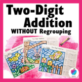 Two Digit Addition Spring Color by Number Easter Math Coloring Pages