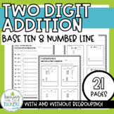 Two Digit Addition Using Number Lines & Base Ten Blocks Wo