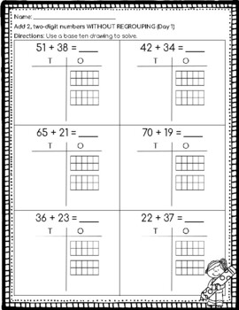 Two Digit Addition WITHOUT Regrouping (w/n 100) | TpT