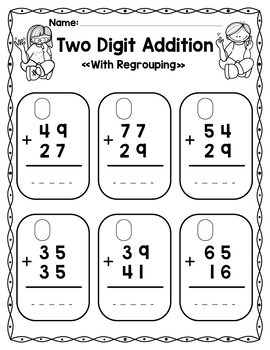 Two Digit Addition With Regrouping Worksheets | Double Digit Addition