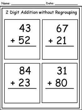 Two-Digit Addition (With and Without Regrouping) by Teaching Works Wonders