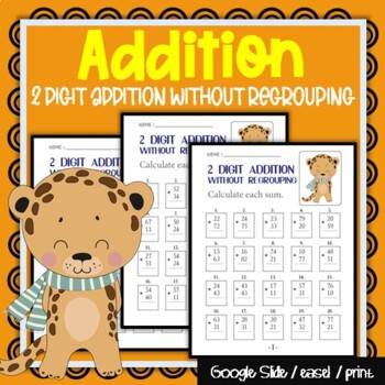 Preview of Two Digit Addition Without Regrouping, Daily Math Warm Ups, Worksheets