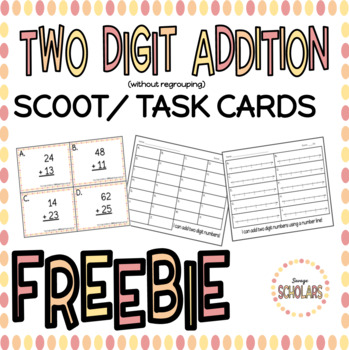 Preview of Two Digit Addition (Without Regrouping) SCOOT/ Task Cards