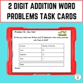 Double Digit Addition with Regrouping Word Problems | Task Cards