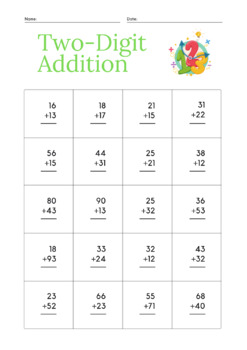 Two-Digit Addition Worksheet by STARKKIDZ | TPT