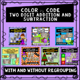Two Digit Addition and Subtraction Color by Code Bundle