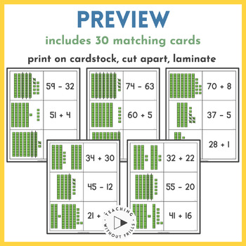 |1st & 2nd Grade| Two-Digit Addition Subtraction Base Ten Blocks