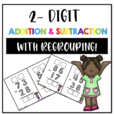 Two-Digit Addition and Subtraction with Regrouping Task Cards