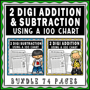 Preview of Two Digit Addition and Subtraction Within 100 Worksheets - Using Hundreds Chart