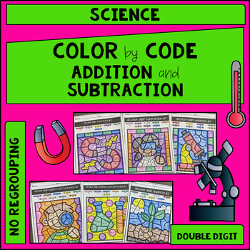 Preview of Two Digit Addition and Subtraction without Regrouping Color by Code- Science