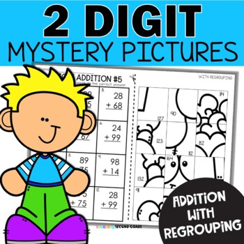 Preview of Two Digit Addition with Regrouping 2nd Grade Math Worksheets | Double Digit